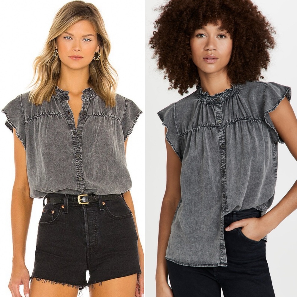 Rails Ruthie Button Front Acid Wash Top